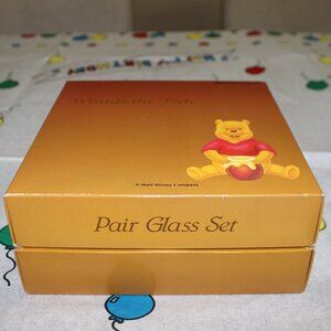3/$88❤️vintage Walt Disney K. Onishi Winnie The Pooh Wine Goblets Pair Glass Set